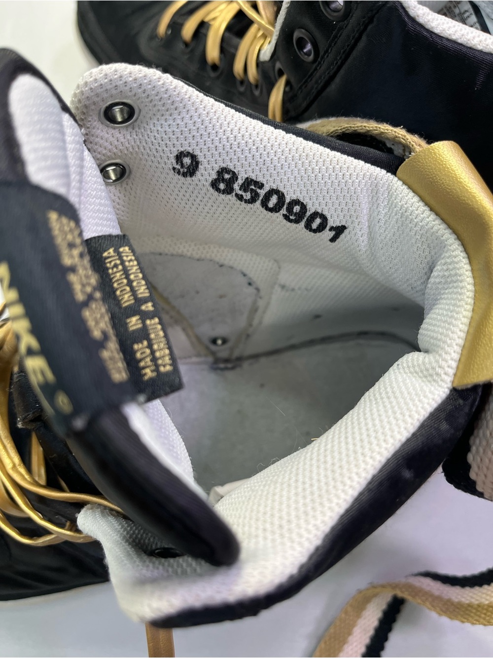 Nike Vandal High Supreme Black Metallic Gold Laces Ankle Strap Shoes Sneakers - Picture 11 of 12